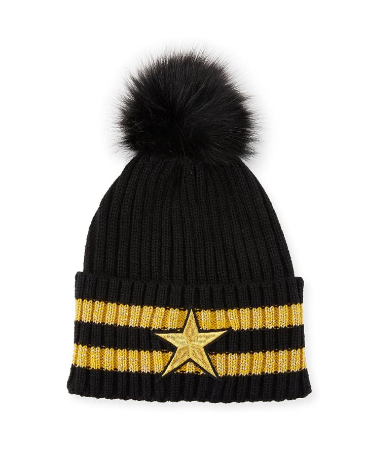 Star & Stripe Pompom Beanie