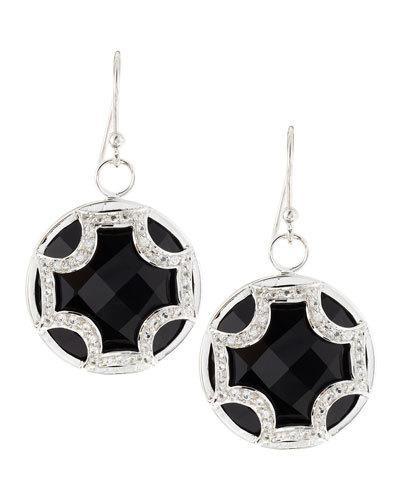 Black Onyx Sapphire Maltese Cross Dangle & Drop Earrings