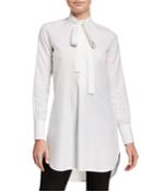 Neck Tie Long Sleeve Cotton Top