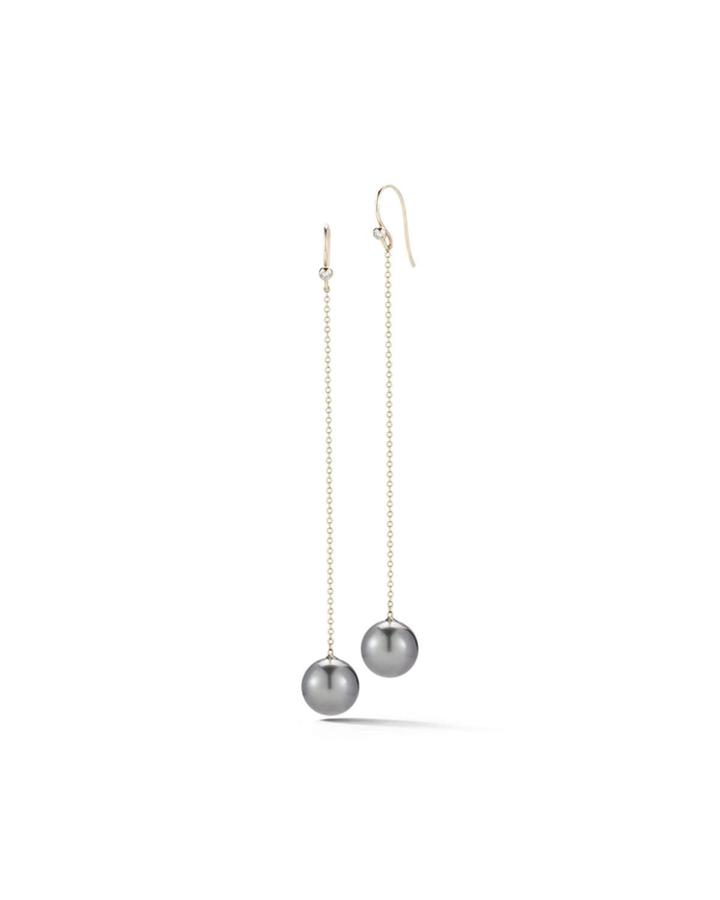 Tahitian Pearl & Diamond Chain Drop Earrings