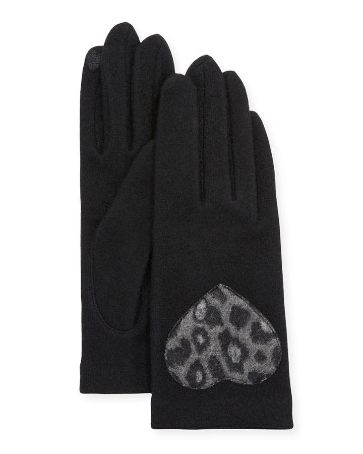 Wool-blend Heart Patch Tech Gloves