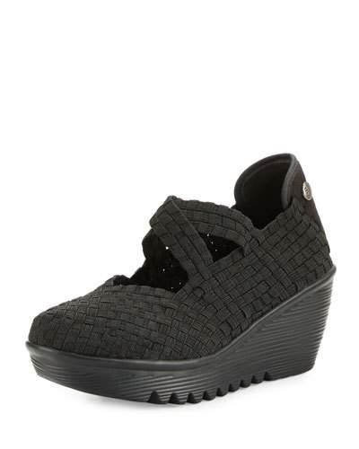 Drake Woven Wedge Pump, Black
