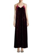 Velvet V-neck Maxi Dress, Burgundy