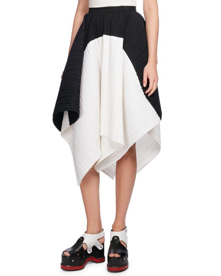 Pliss&eacute; Colorblock Asymmetric-hem