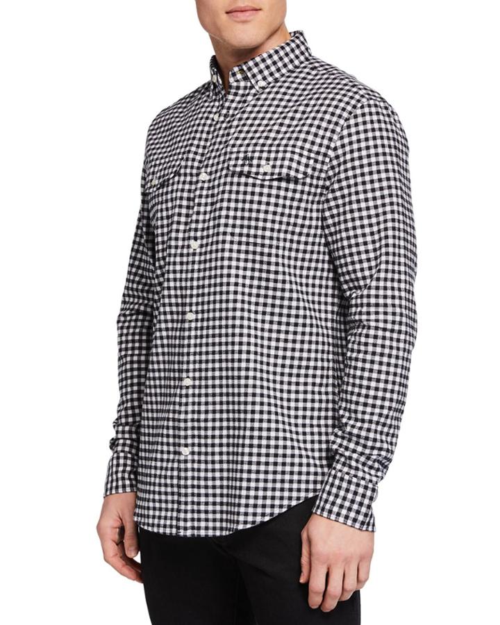 Men's Long-sleeve Textured Gingham