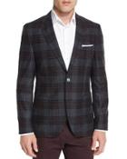 Janson Plaid Two-button Sport Coat, Burgundy
