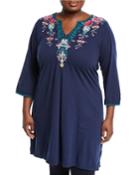Petal Embroidered Easy Tunic Dress,