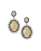 Diamond Sunray Sapphire Earrings