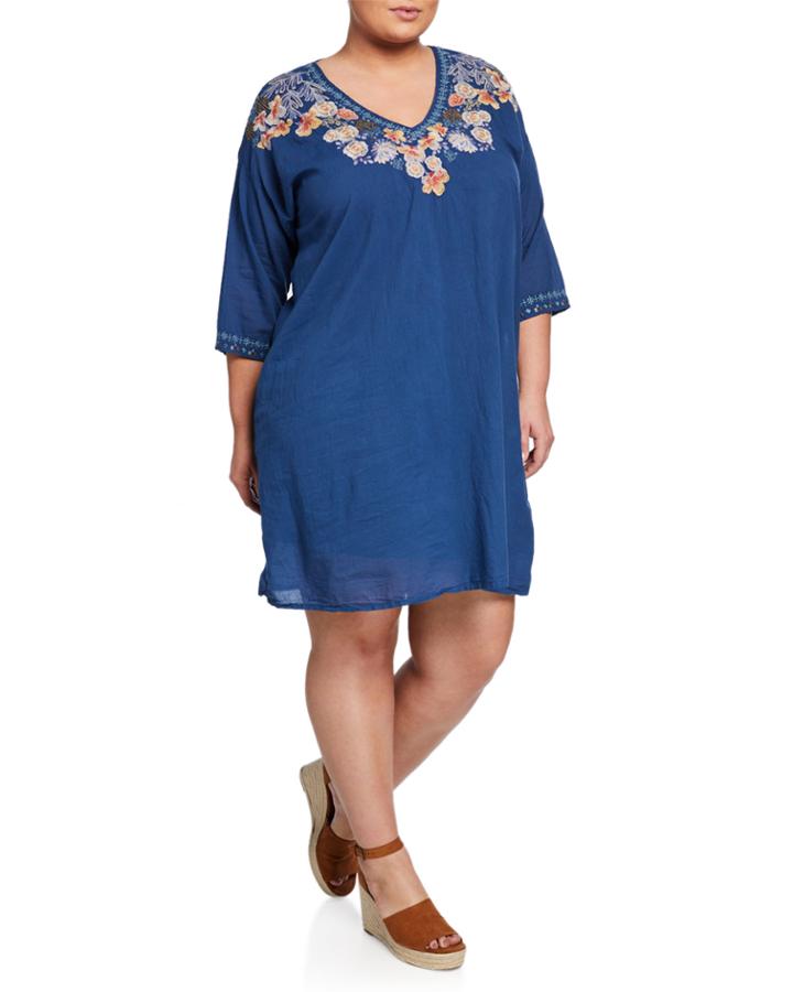 Plus Size Kalea V-neck Embroidered Dress