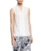 Self-tie Neckline Blouse