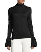 Bell-sleeve Knit Turtleneck