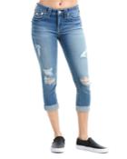 Curvy Distressed Capri Jeans