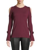 Cold-shoulder Bow Sweater,