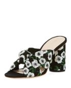 Coco Knotted Suede Slide Sandal With Embroidery