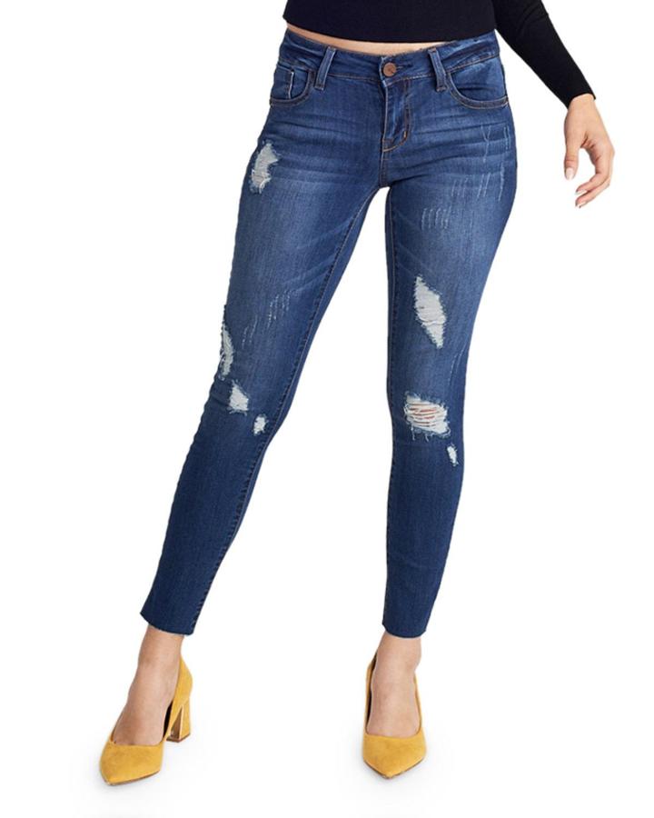 Destructed Skinny Ankle Jeans