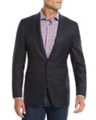 Men's 120s Wool Textured Plaid Two-button Sport Coat Jacket