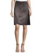 Celine Cupro Straight Skirt, Black, Women's,