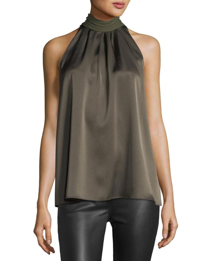 Sleeveless High-neck Blouse