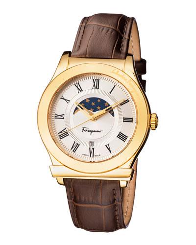 40mm 1898 Sport Men's Moon Phase Watch W/ Leather