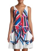 Deep-v Neck Geometric Poplin