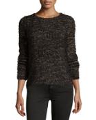 Long-sleeve Cozy-knit Sweater, Black/cafe