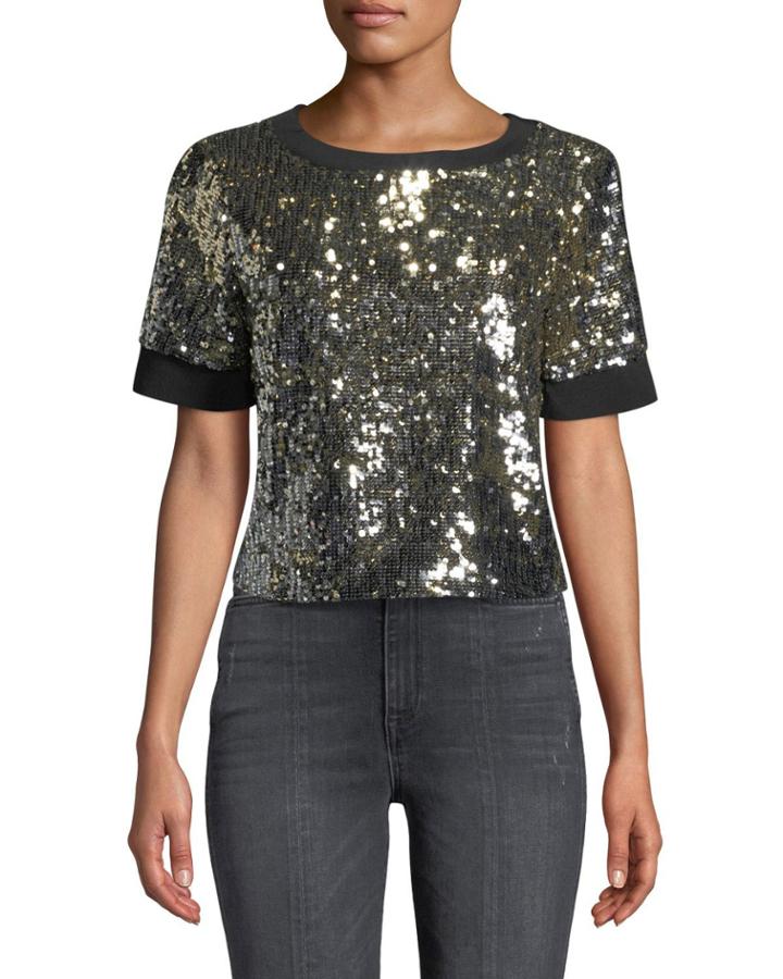 Danica Sequin Crewneck Crop Top