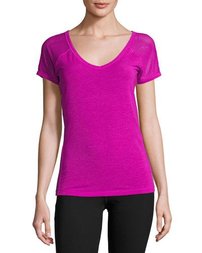 Mischief Mesh-sleeve Tee, Very Fuchsia