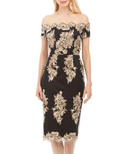 Off-the-shoulder Sequin Cocktail Dress