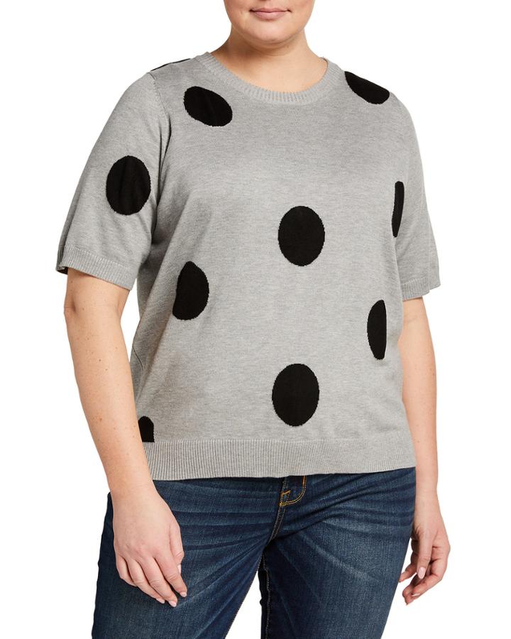 Plus Size Polka Dot Short-sleeve