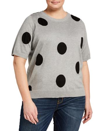 Plus Size Polka Dot Short-sleeve