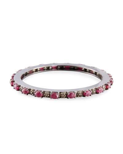 Slim Pave Diamond & Composite Ruby Bangle Bracelet