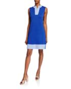 Colorblock High V-neck Sleeveless Dress