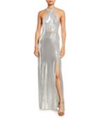 Galaxy Sequined Halter-neck Gown