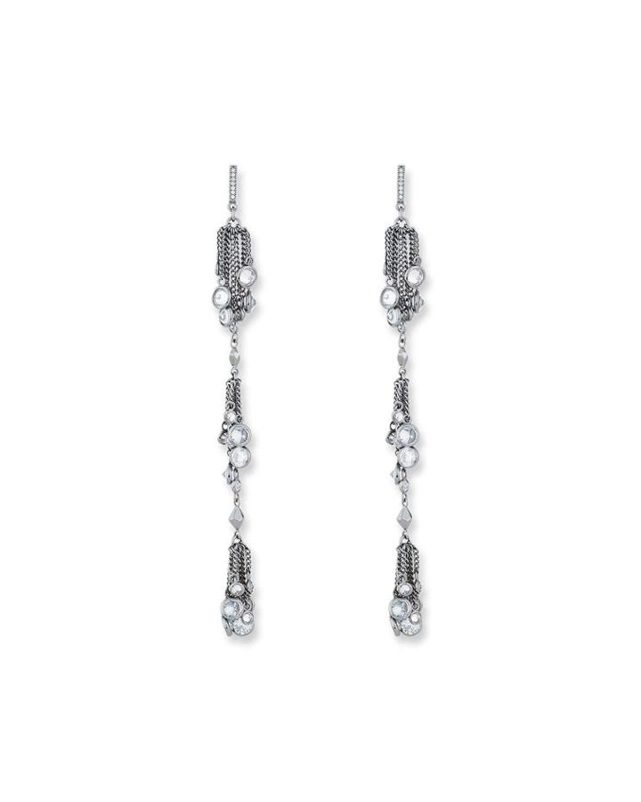 Tallulah Crystal Chain Drop Earrings, Gray