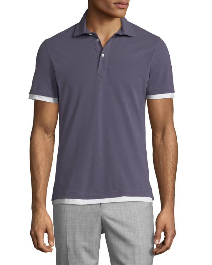 Men's Double-layer Cotton Pique Polo