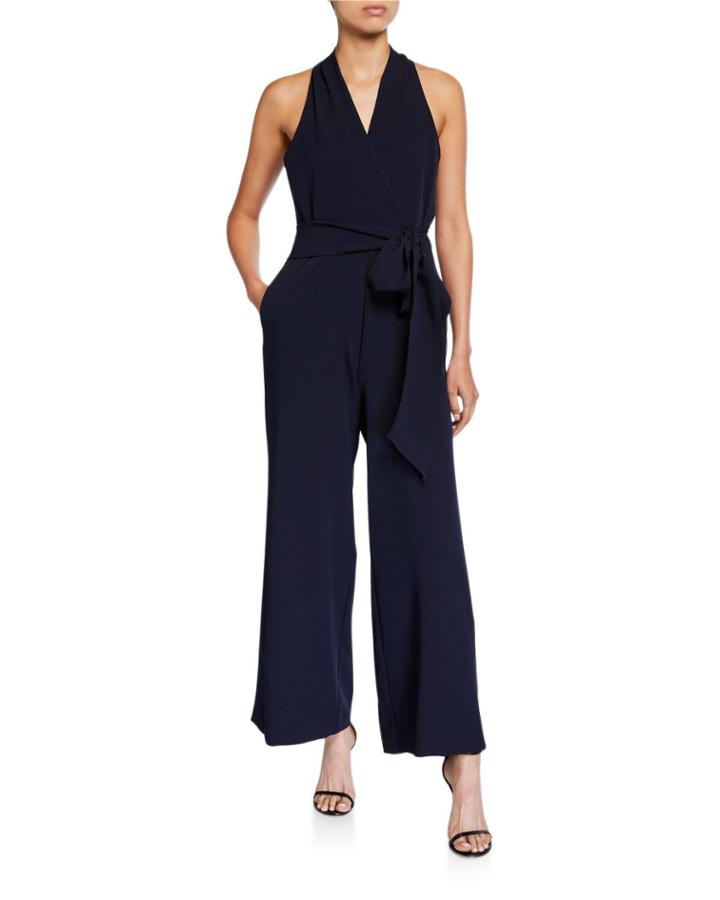 Wide-leg Wrap Belted Jumpsuit