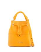 Brooklyn Small Leather Drawstring Bucket Bag, Giallo