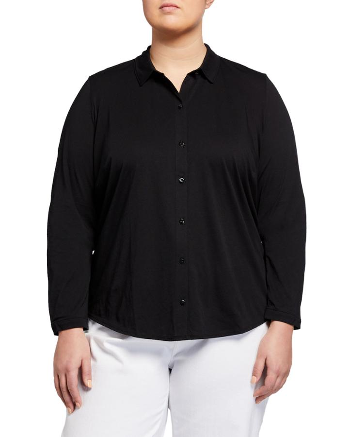 Plus Size Collared Organic Cotton Jersey