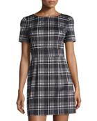 Clarence Check-print Dress, Black/white
