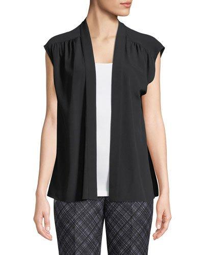 Silk Cap-sleeve Wrap Blouse