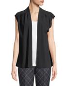 Silk Cap-sleeve Wrap Blouse