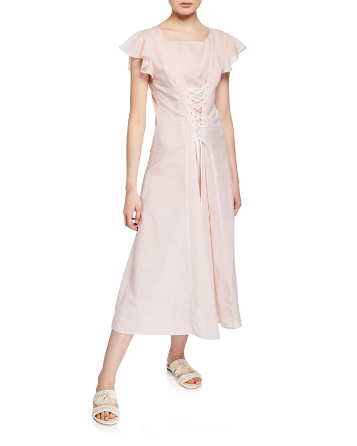 Shelter Lace-up Cotton Coverup Dress
