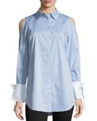 Open-ladder-sleeve Button-front Blouse