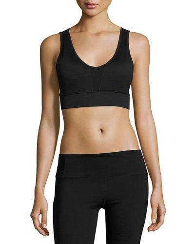 Solid Mesh-inset V-neck
