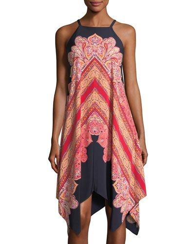 High-neck Sleeveless Printed