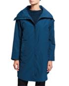 Petite High-collar Zip-front Organic Cotton/nylon Coat