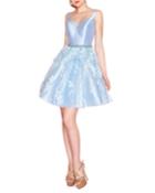Floral Applique Fit-and-flare Dress