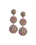 Multicolored Tourmaline & Diamond Triple-drop Earrings
