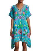 Multicolor-embroidered Cotton Dress,