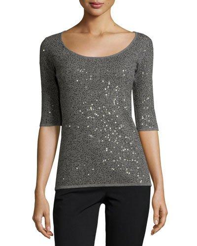Half-sleeve Sequin Cashmere